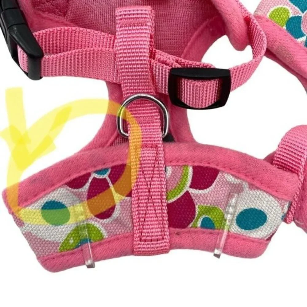 Dog Harness Set Of 2 Pink Floral Mod Print XS Flaw